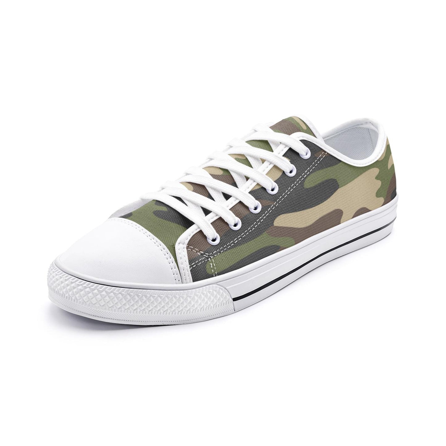 Green Camo Sneakers Unisex Low Top Canvas Shoes