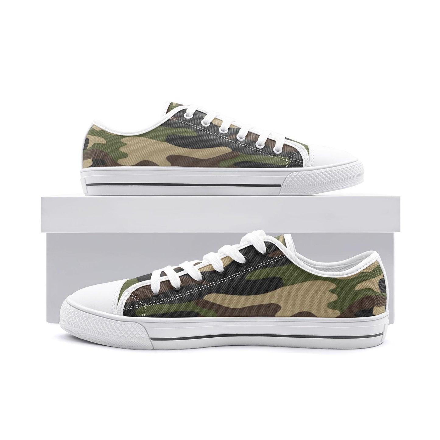 Green Camo Sneakers Unisex Low Top Canvas Shoes
