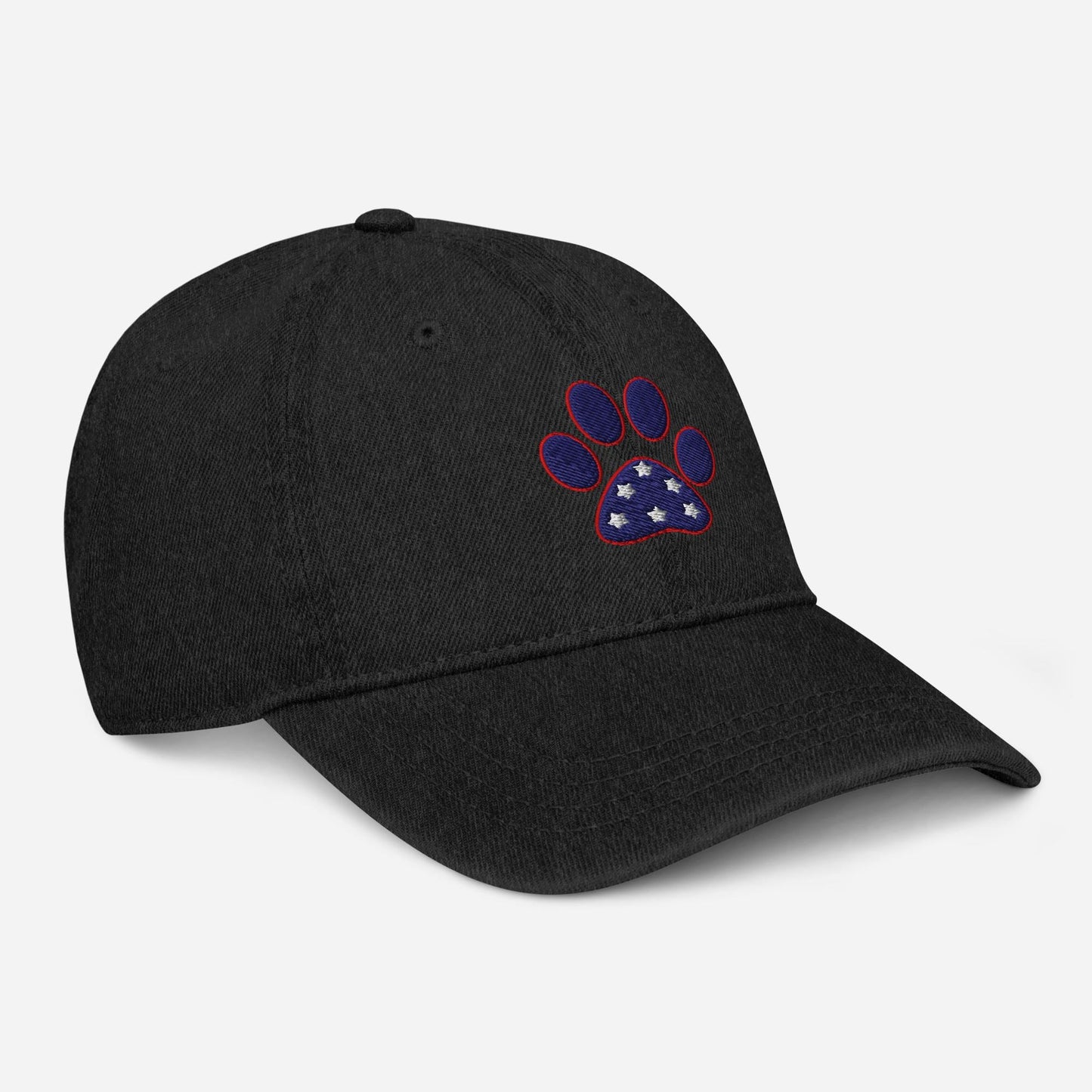 Paw Print Denim Hat: Pigment-Dyed Cotton Cap