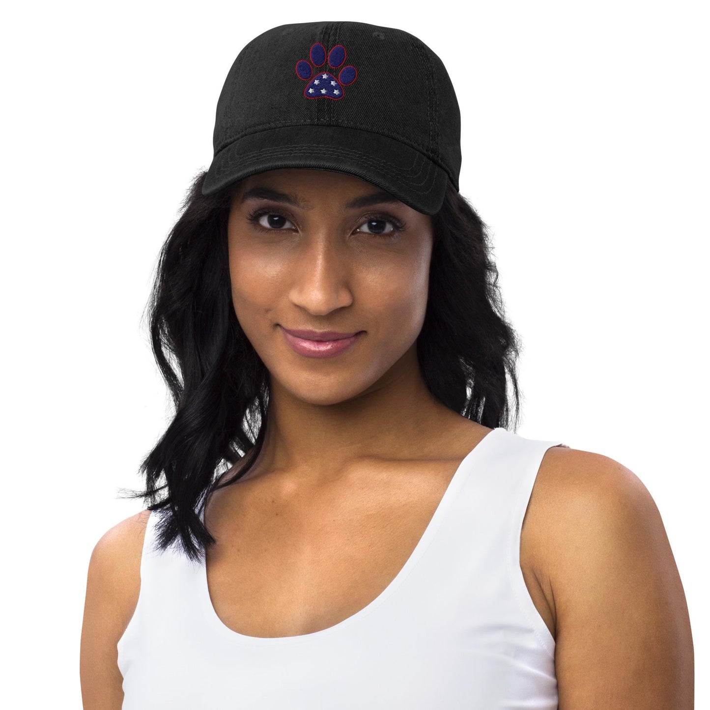 Paw Print Denim Hat: Pigment-Dyed Cotton Cap