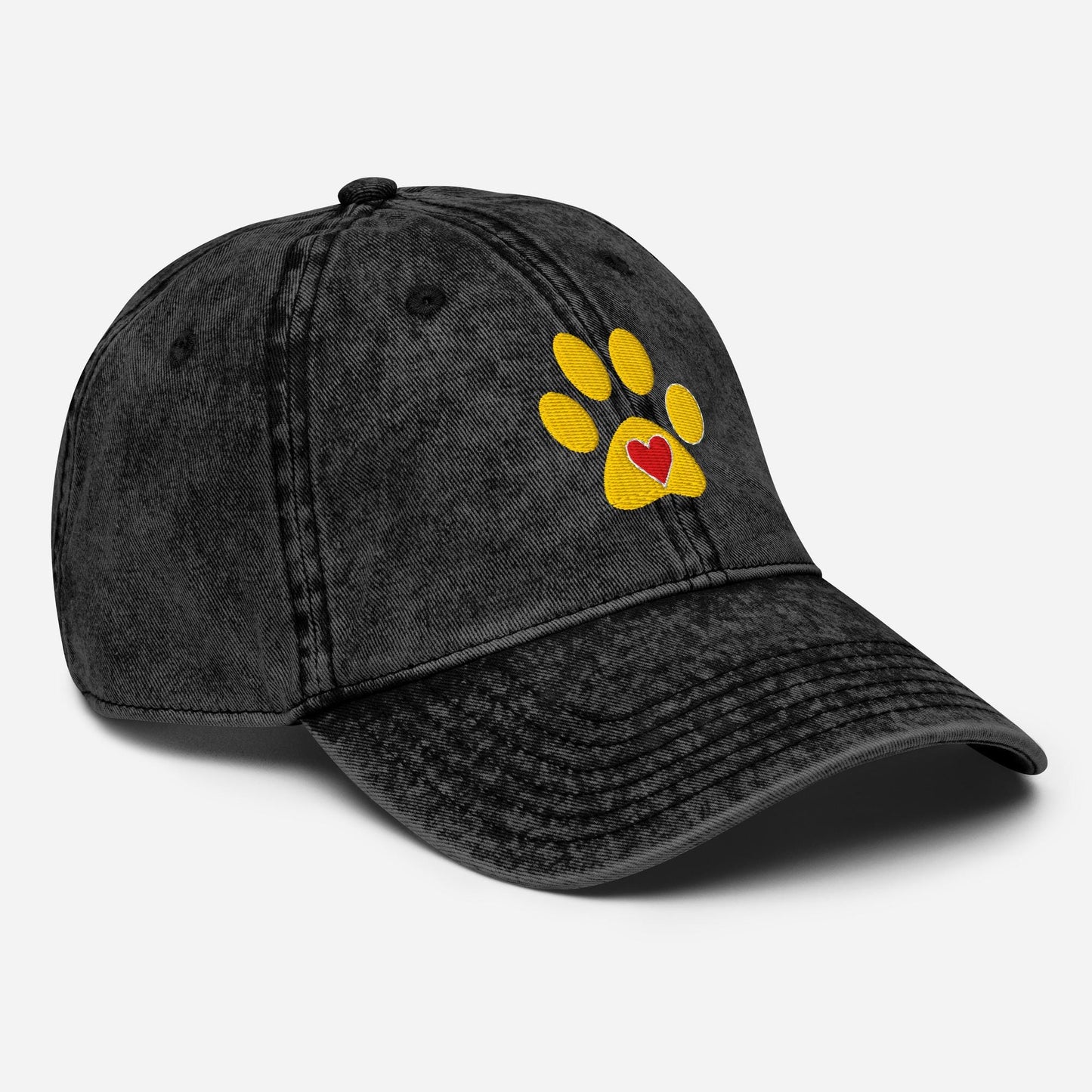Yellow Lab Paw Print Baseball Hat Vintage Cotton Twill Cap