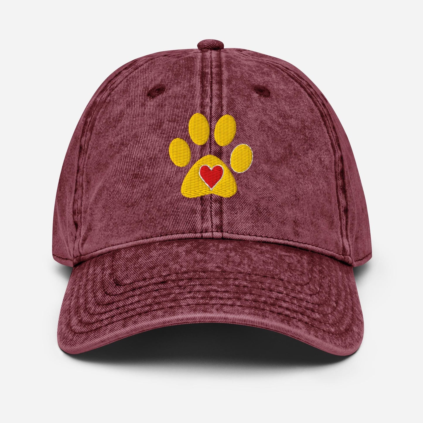 Yellow Lab Paw Print Baseball Hat Vintage Cotton Twill Cap