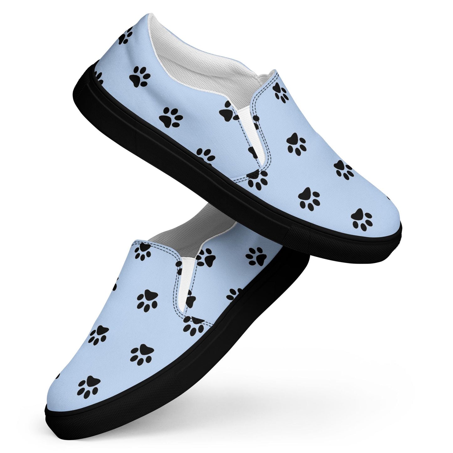 Blue Dog Paw Print Slip-On Canvas Shoes