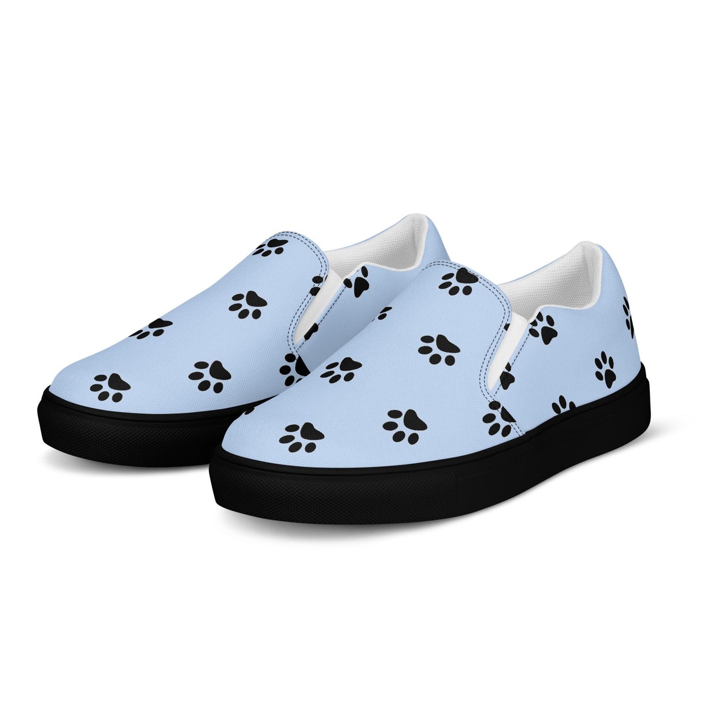 Blue Dog Paw Print Slip-On Canvas Shoes
