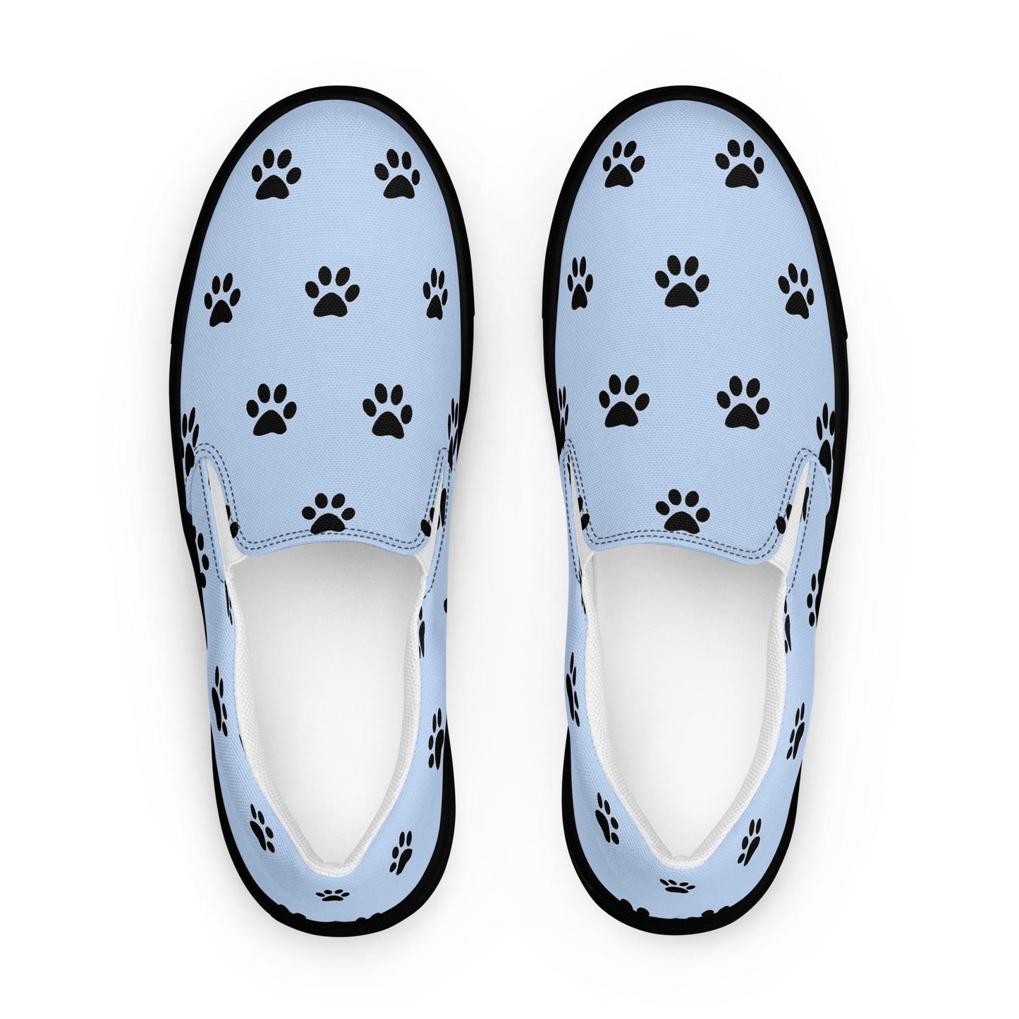 Blue Dog Paw Print Slip-On Canvas Shoes