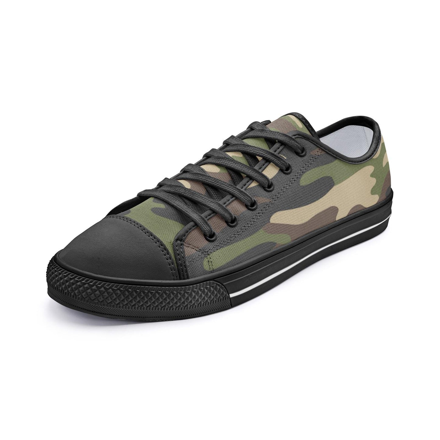 Green Camo Sneakers Unisex Low Top Canvas Shoes