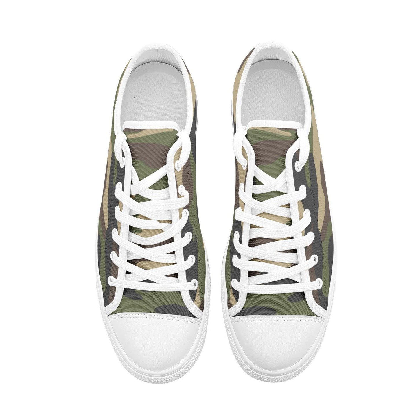 Green Camo Sneakers Unisex Low Top Canvas Shoes