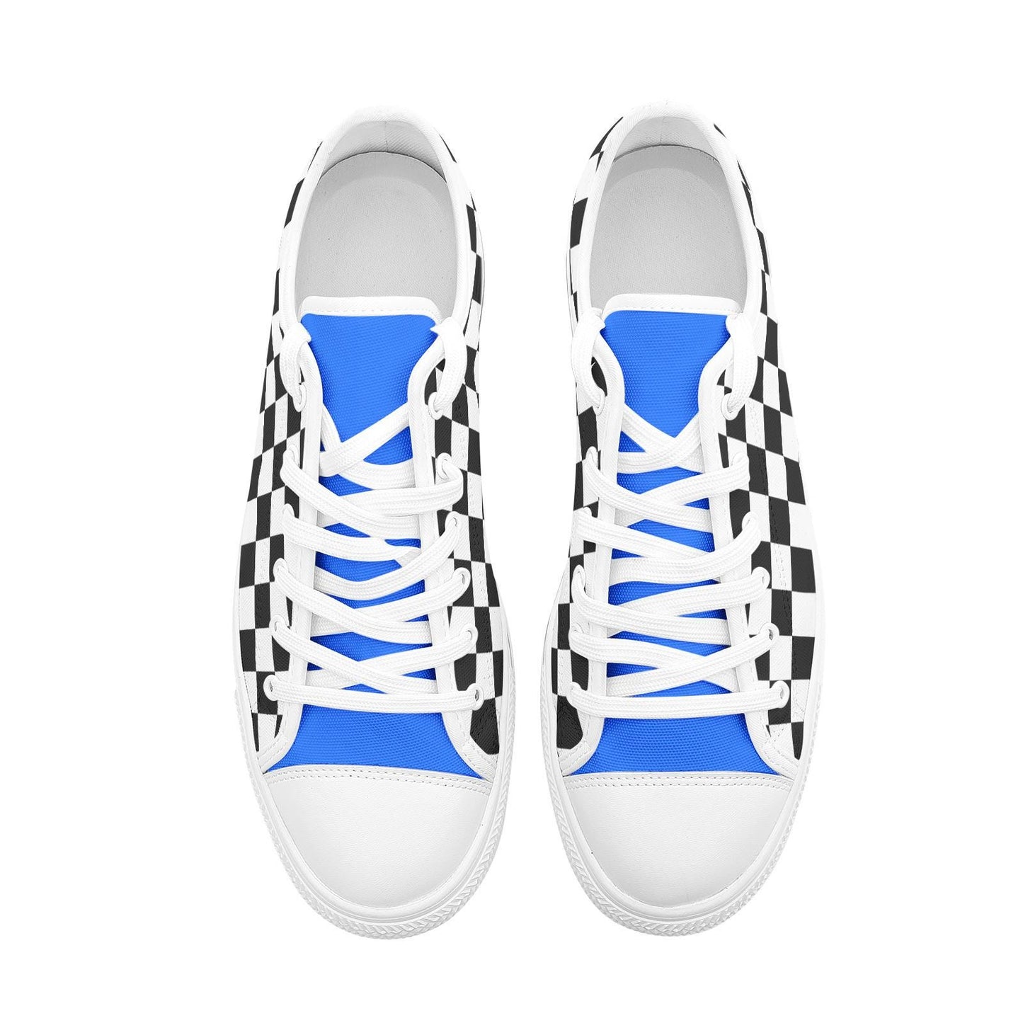 Blue and Black Checkered Sneakers Unisex Low Top Canvas Shoes