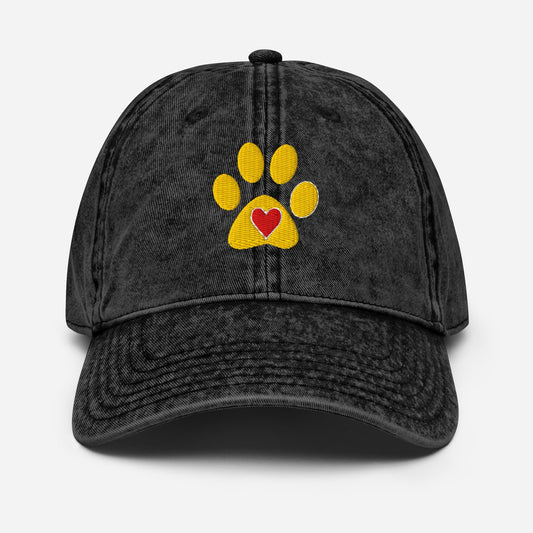 Yellow Lab Paw Print Baseball Hat Vintage Cotton Twill Cap