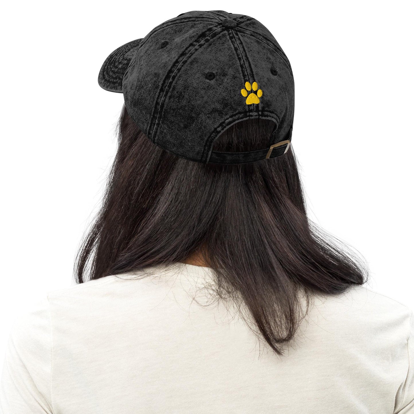 Yellow Lab Paw Print Baseball Hat Vintage Cotton Twill Cap