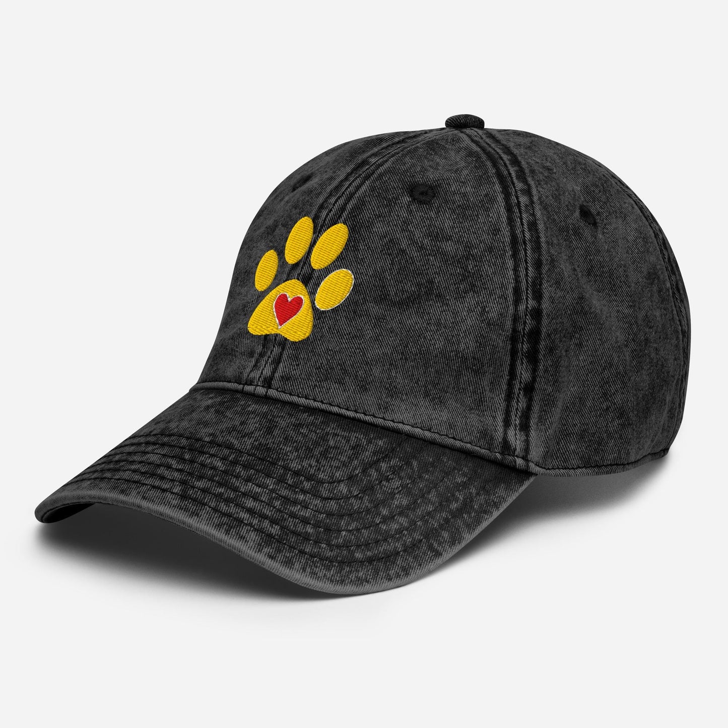 Yellow Lab Paw Print Baseball Hat Vintage Cotton Twill Cap