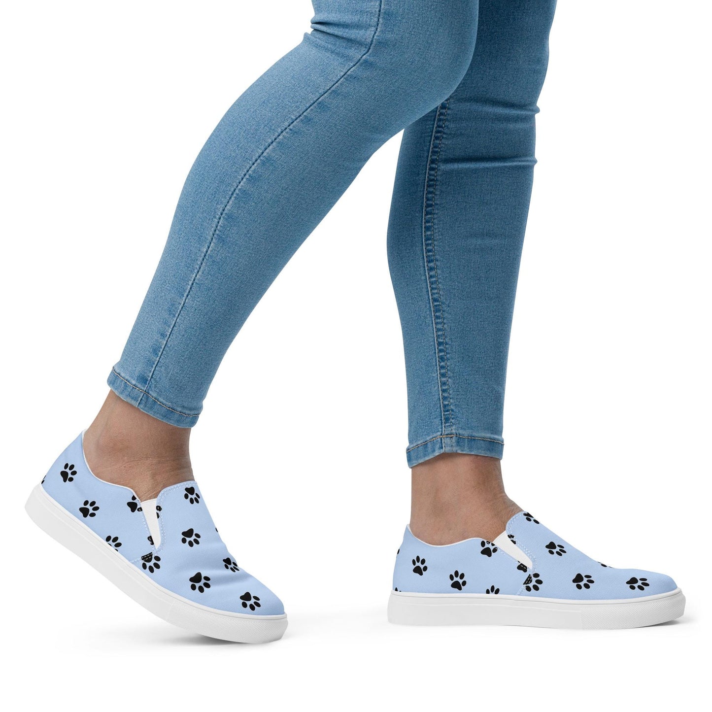 Blue Dog Paw Print Slip-On Canvas Shoes