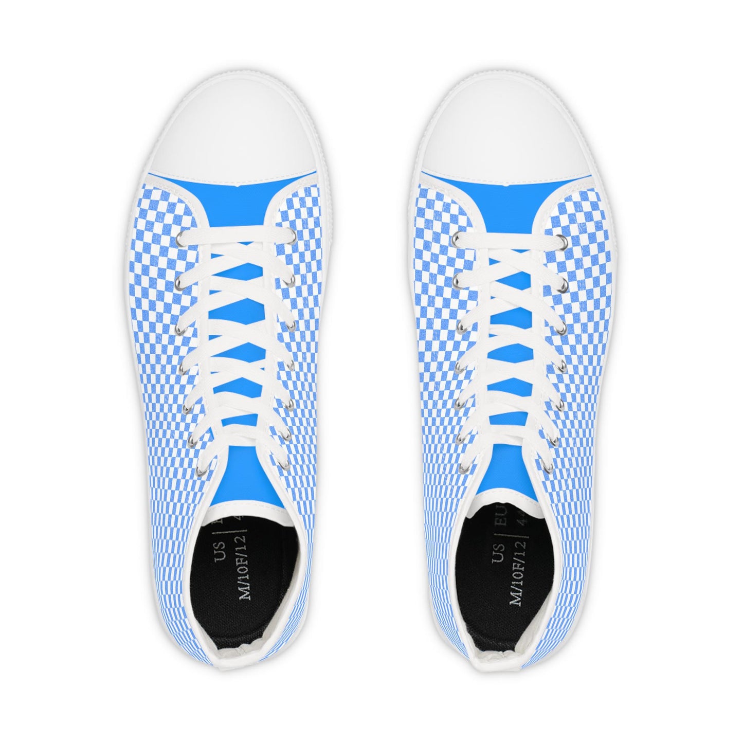 Blue Checkered High Top Sneakers: Men's Trendy Skate Shoes