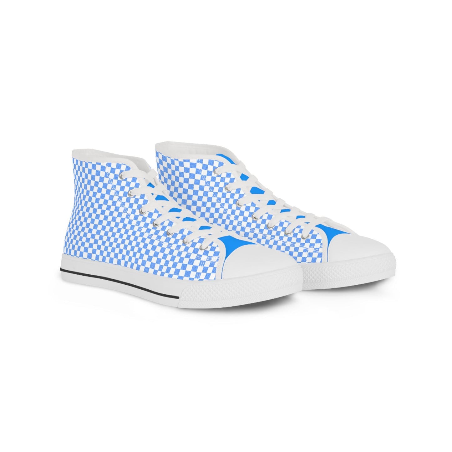 Blue Checkered High Top Sneakers: Men's Trendy Skate Shoes