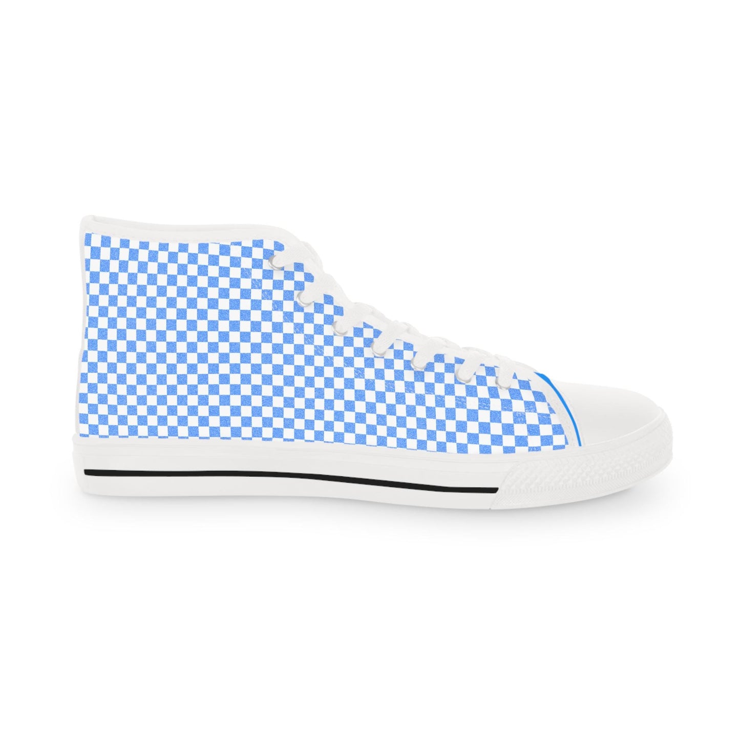 Blue Checkered High Top Sneakers: Men's Trendy Skate Shoes