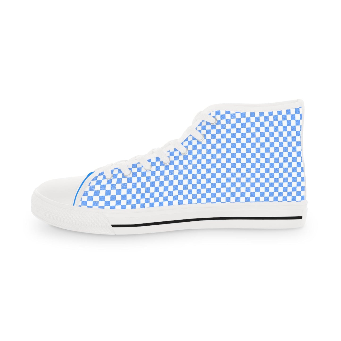 Blue Checkered High Top Sneakers: Men's Trendy Skate Shoes