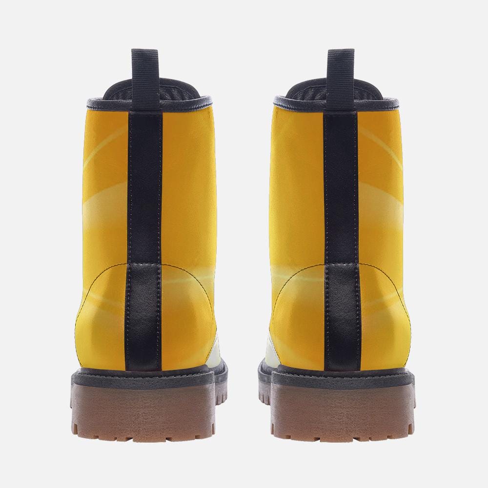 Yellow Faux Leather Boots: Lightweight Wide Fit Casual Shoes