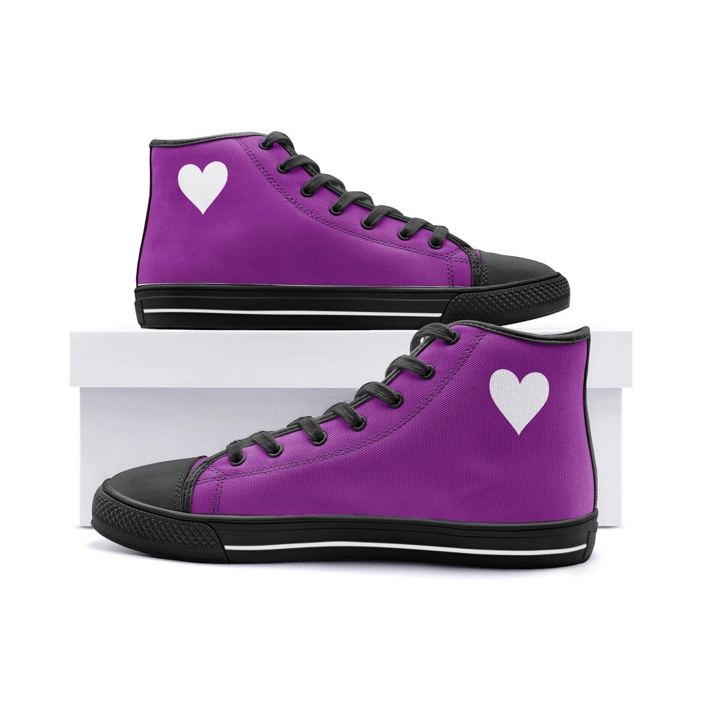 Purple High Top Canvas Sneakers: Unisex Lace-Up Shoes