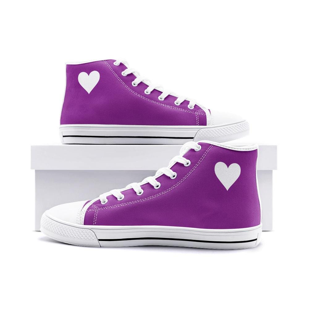 Purple High Top Canvas Sneakers: Unisex Lace-Up Shoes