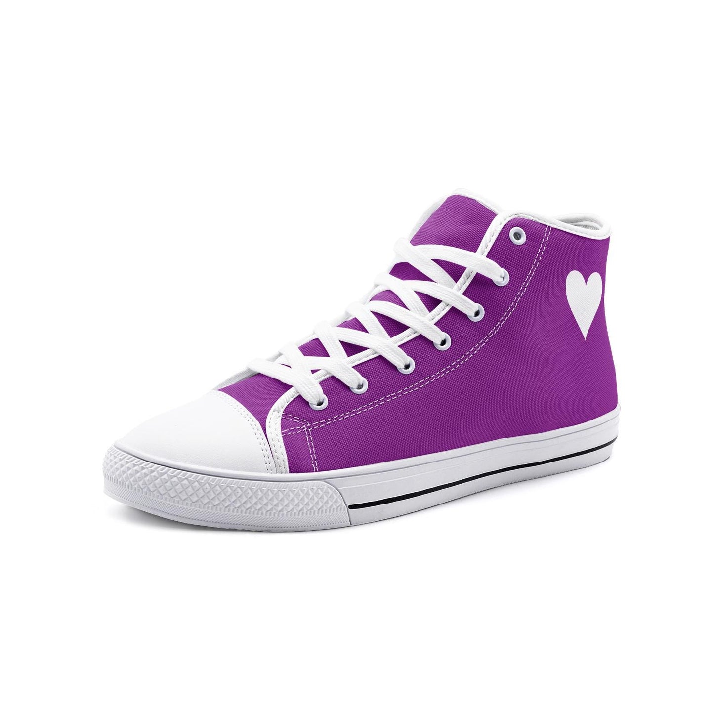 Purple High Top Canvas Sneakers: Unisex Lace-Up Shoes