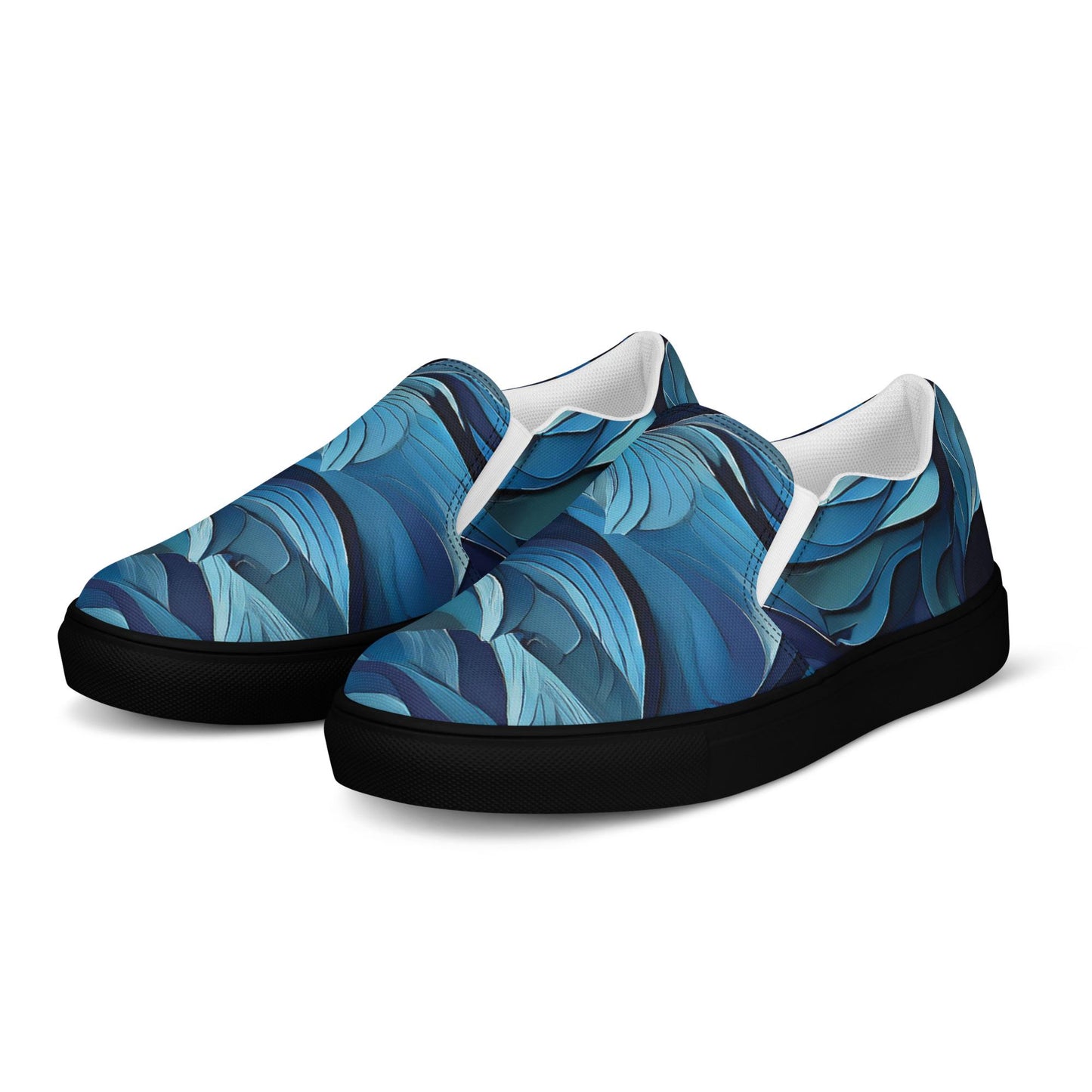 Mens blue slip-on canvas shoes