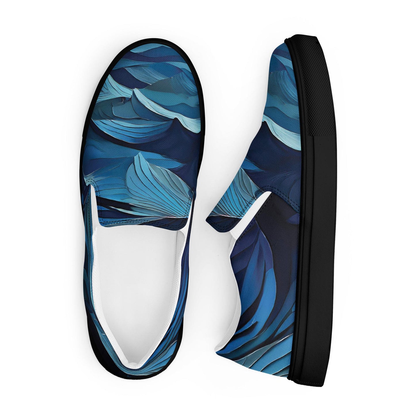 Mens blue slip-on canvas shoes