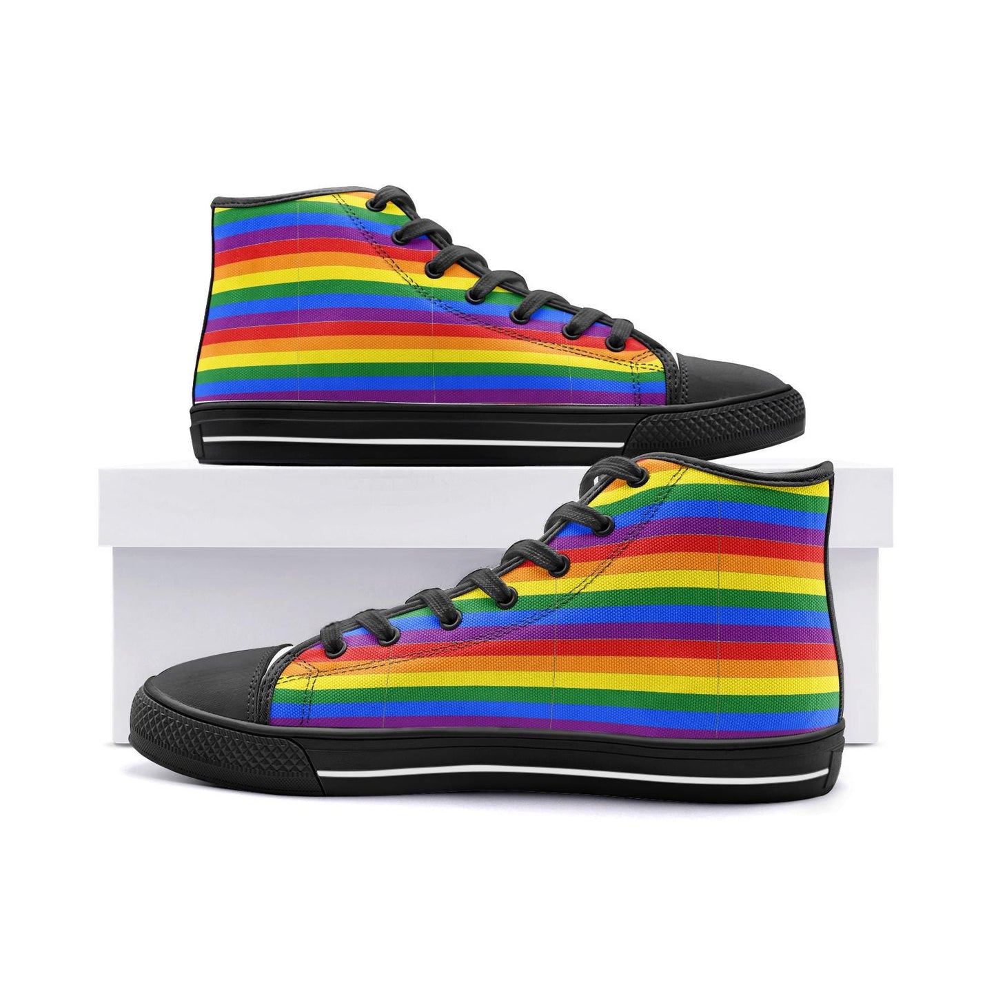 Pride Colors High Top Sneakers Unisex High Top Canvas ShoesPride Color High Top Sneakers Unisex High Top Canvas Shoes