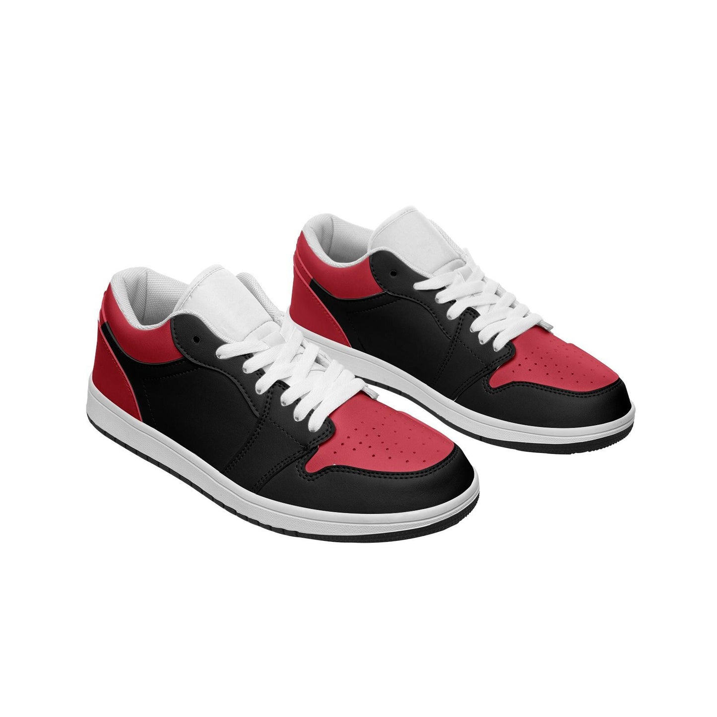 Black and Red Sneakers Unisex Low Top Leather Sneakers