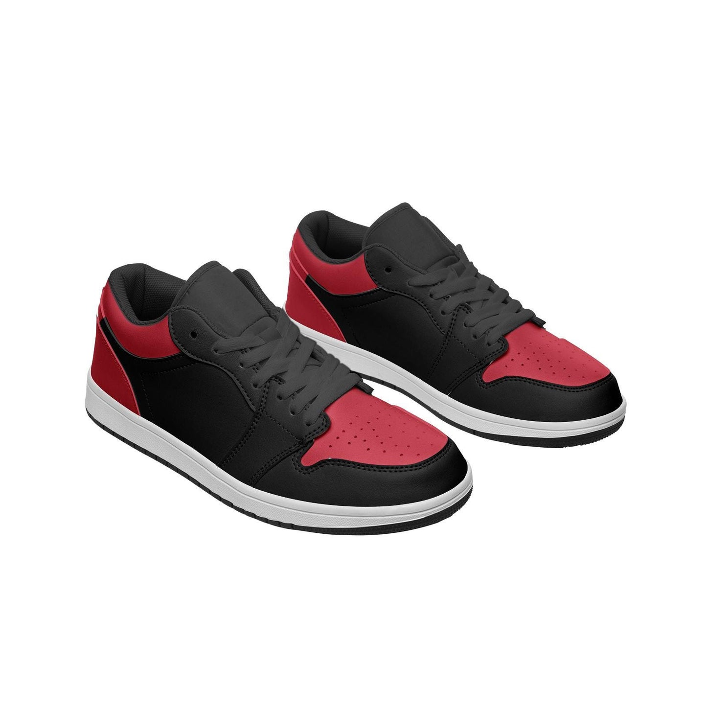 Black and Red Sneakers Unisex Low Top Leather Sneakers
