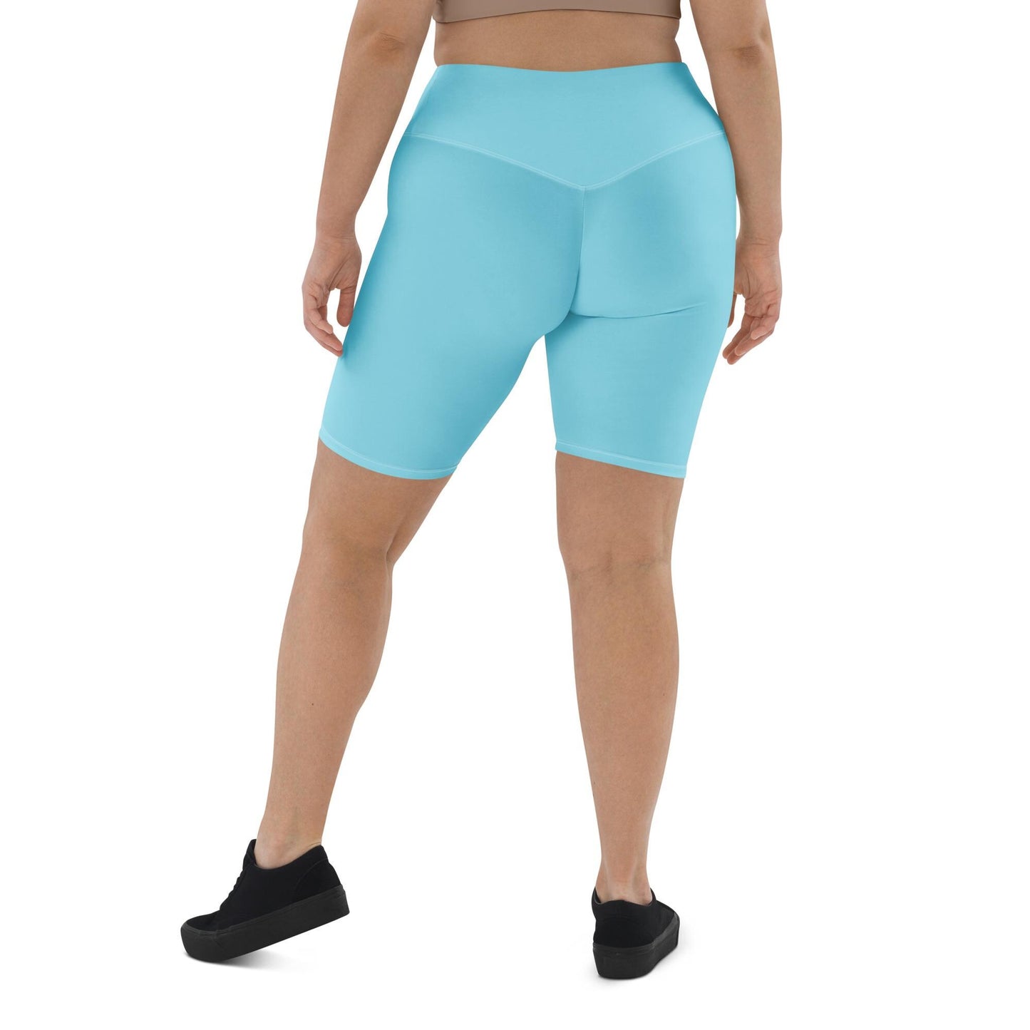 High-Waisted Blue Biker Shorts: Active Streetwear - Plus Size