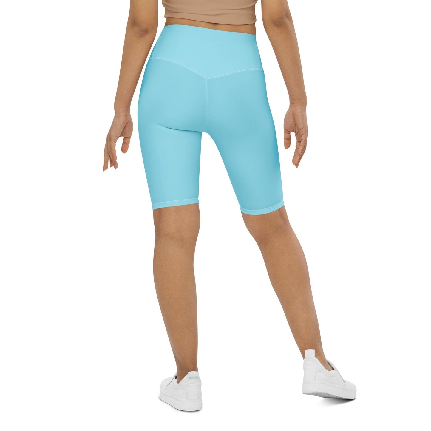 High-Waisted Blue Biker Shorts: Active Streetwear - Plus Size