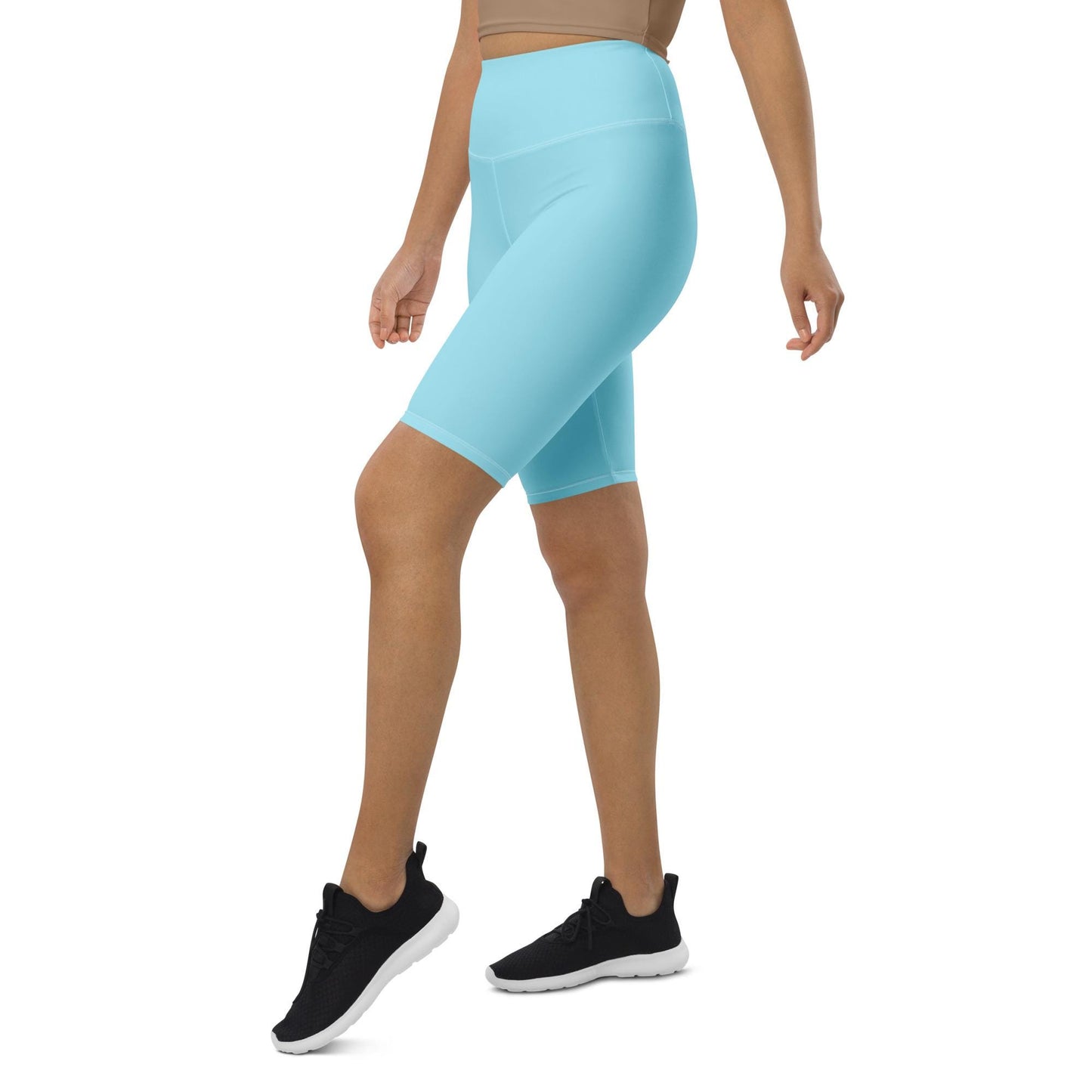 High-Waisted Blue Biker Shorts: Active Streetwear - Plus Size