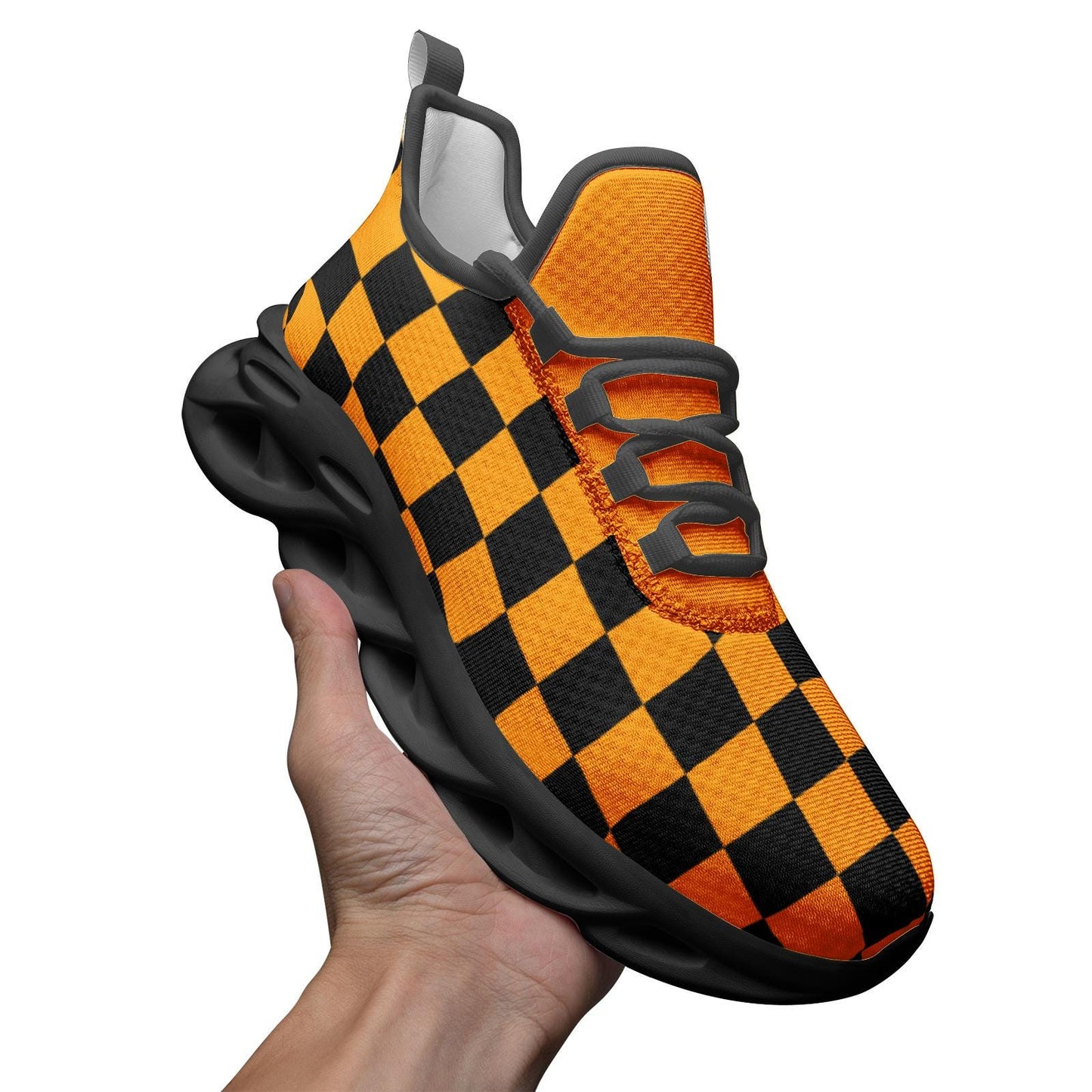 Orange and Black Unisex Bounce Mesh Knit Sneakers