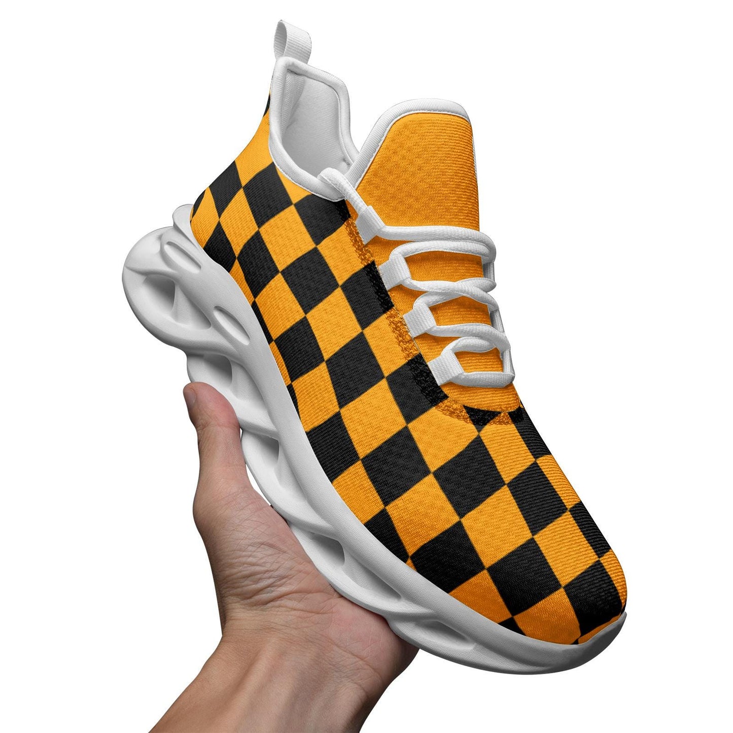 Orange and Black Unisex Bounce Mesh Knit Sneakers