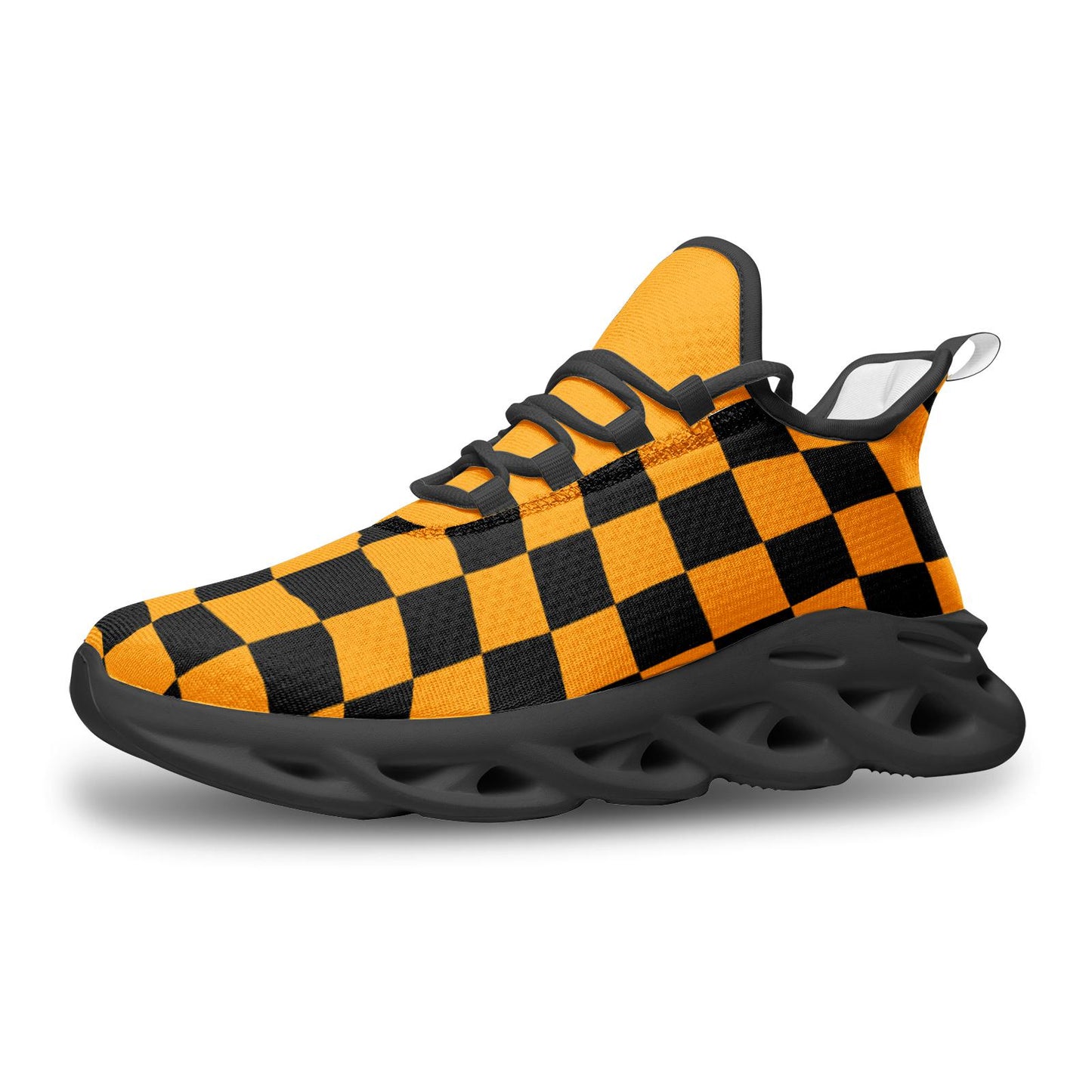 Orange and Black Unisex Bounce Mesh Knit Sneakers