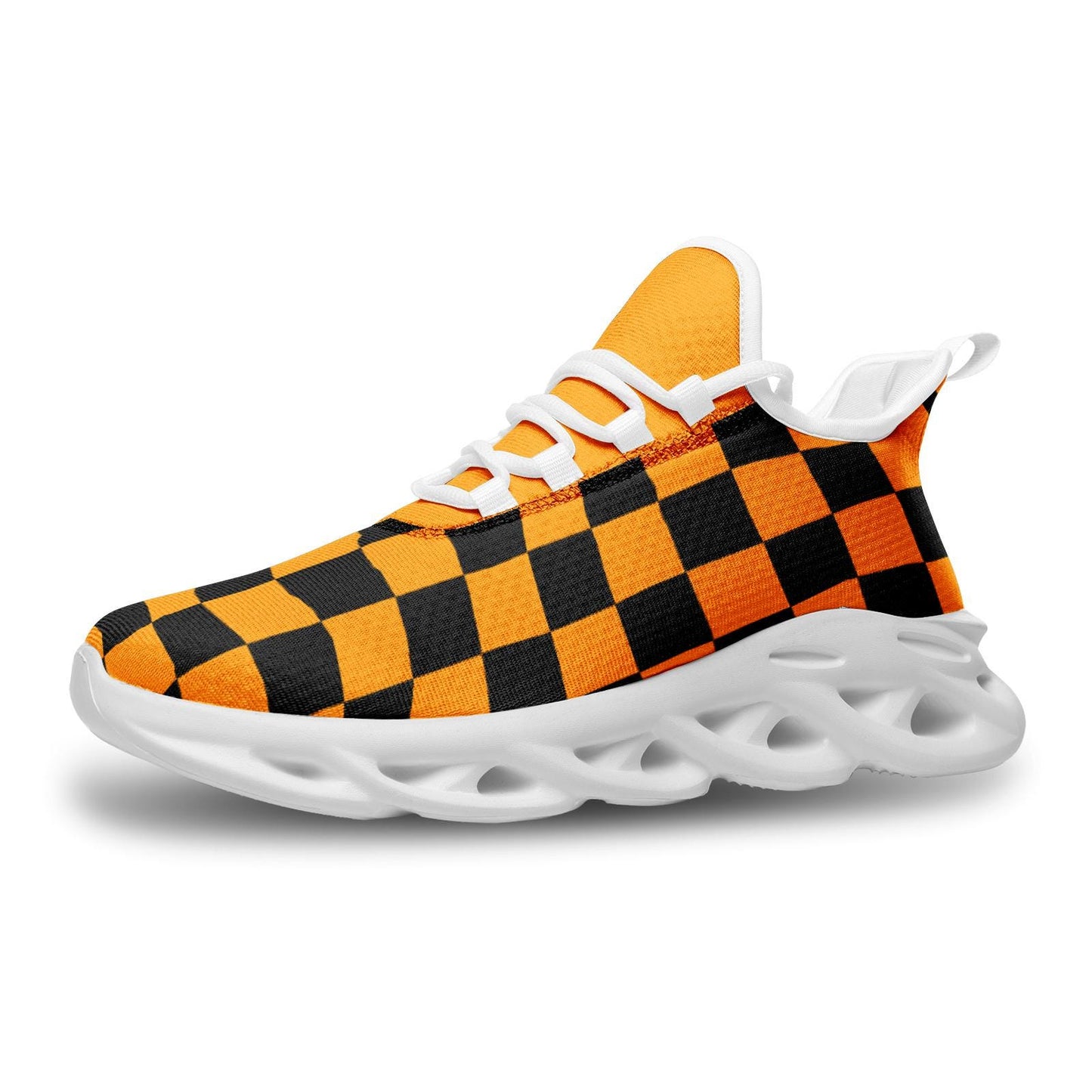 Orange and Black Unisex Bounce Mesh Knit Sneakers