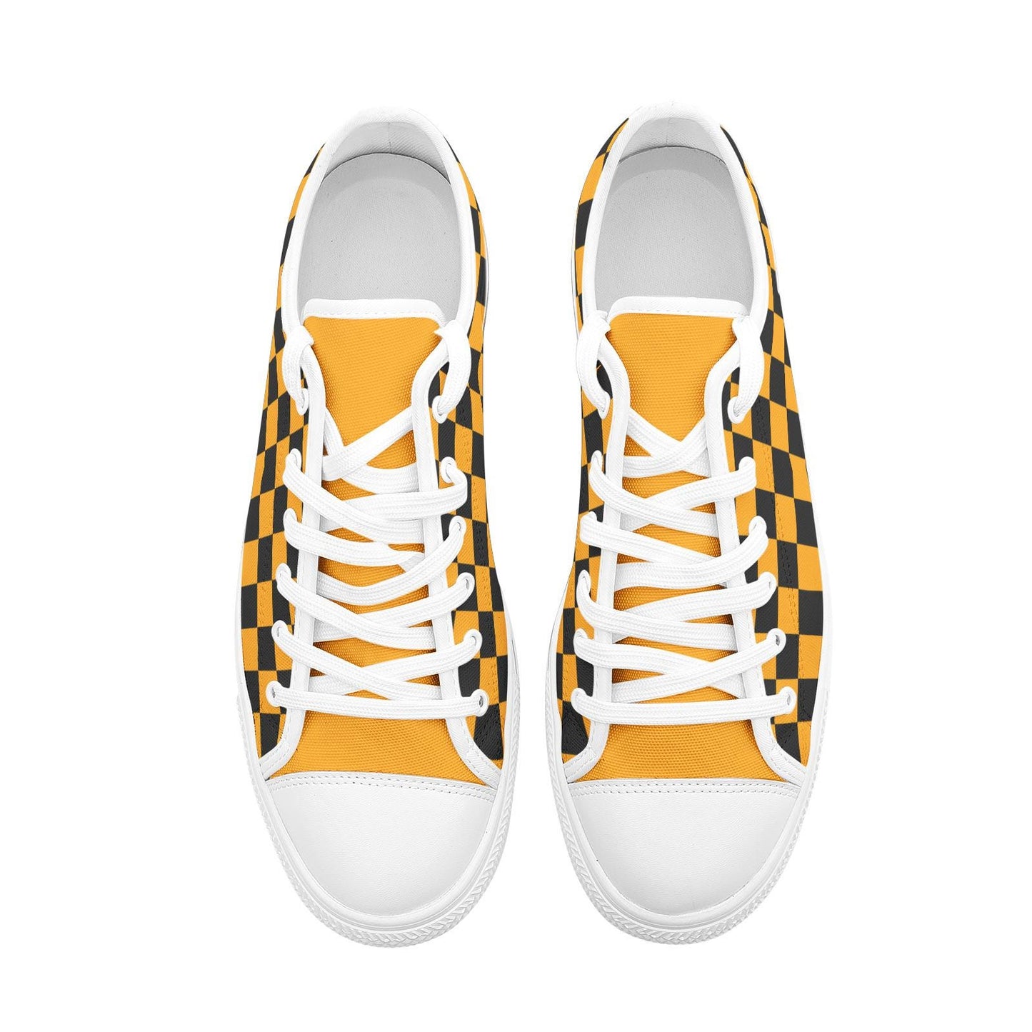 Yellow & Black Canvas Sneakers: Unisex Low Top Shoes