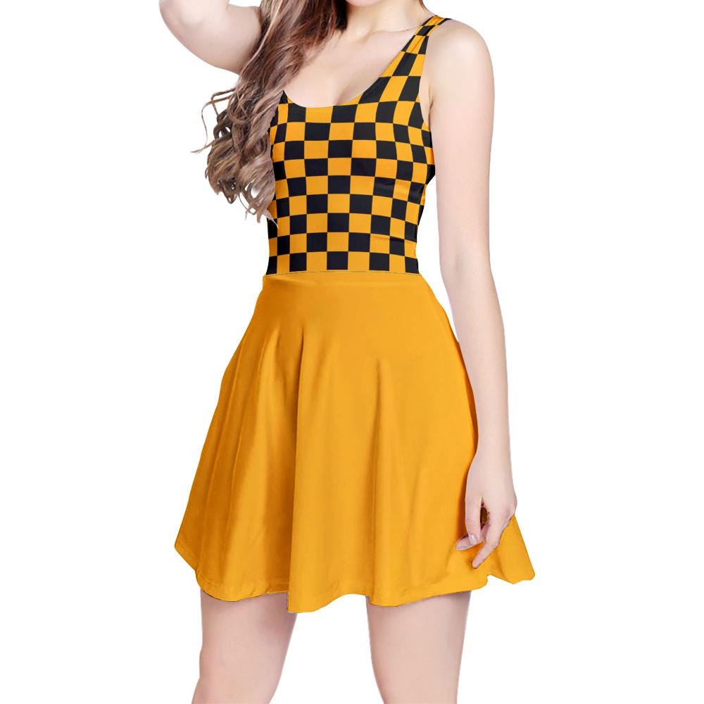 Yellow Skater Dress: Sleeveless Flared Midi - Casual Style
