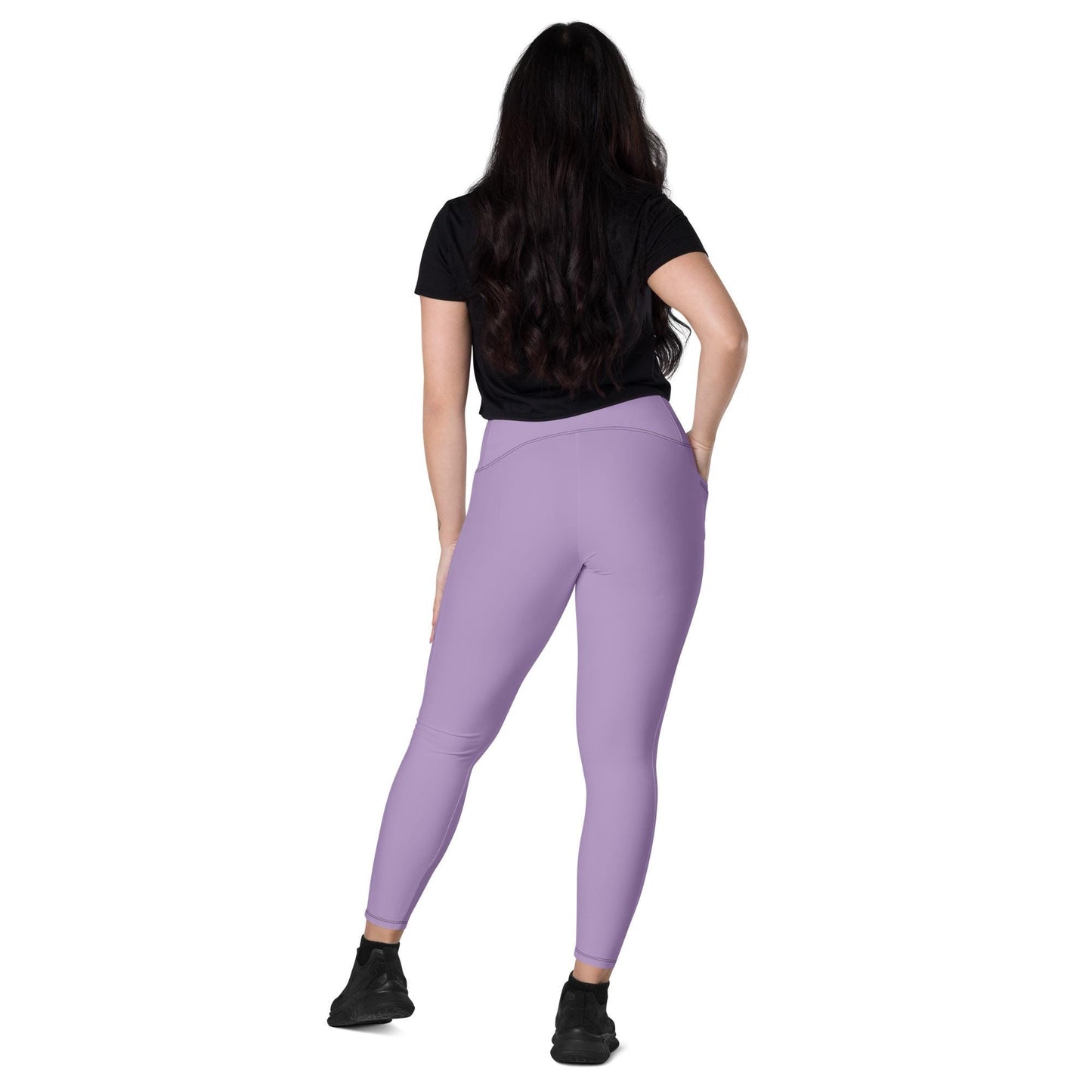 Purple High-Waisted Leggings with Pockets - Large Size - Recycled Polyester