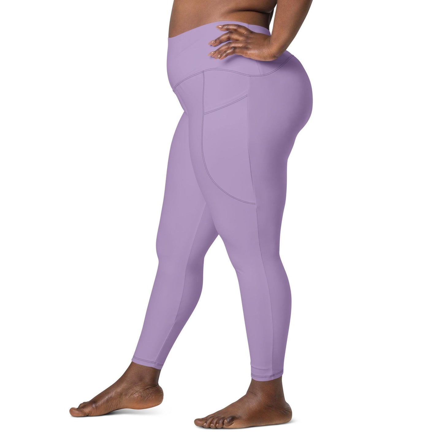 Purple High-Waisted Leggings with Pockets - Large Size - Recycled Polyester