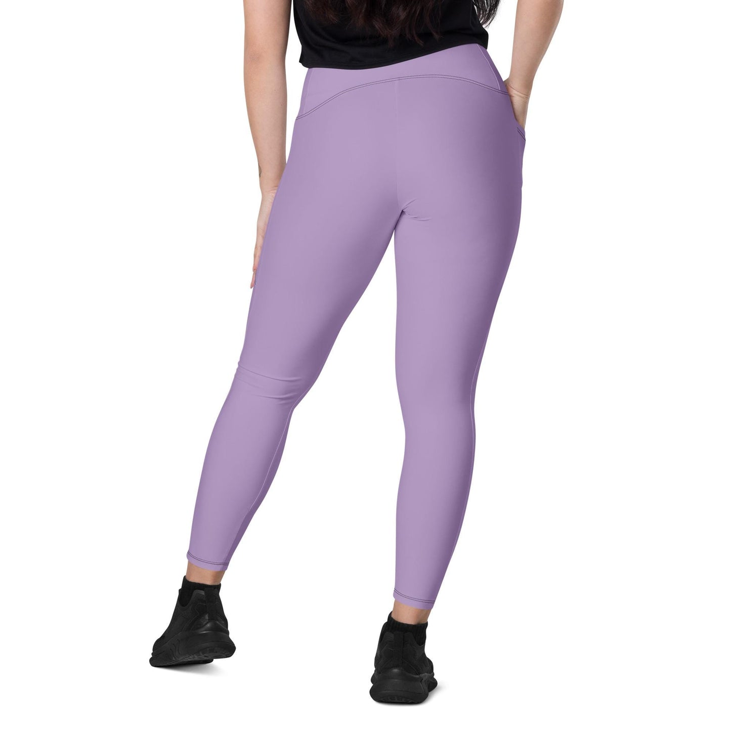 Purple High-Waisted Leggings with Pockets - Large Size - Recycled Polyester