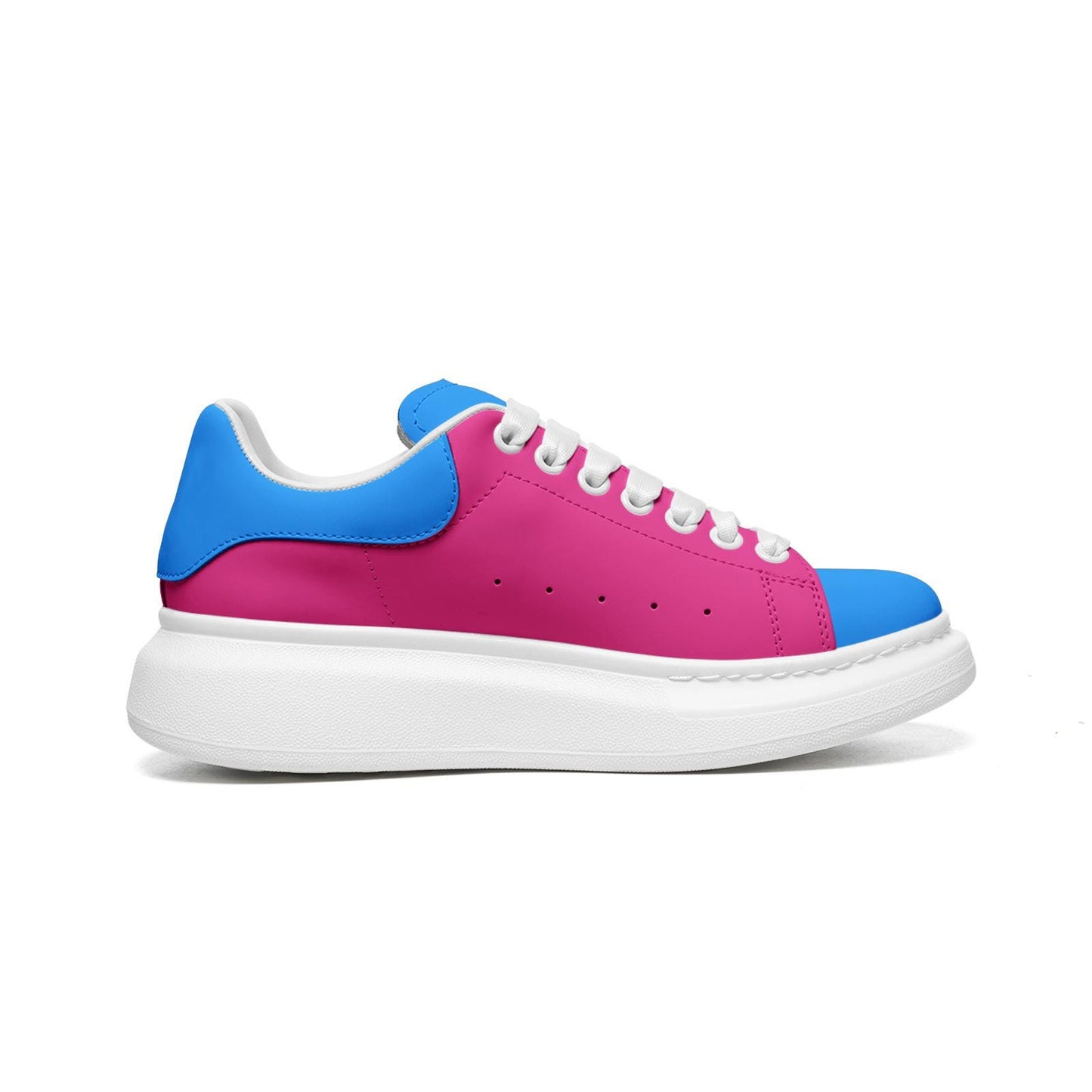 Pink Sneakers Unisex Non Slip Lace Up Faux Leather Sneakers