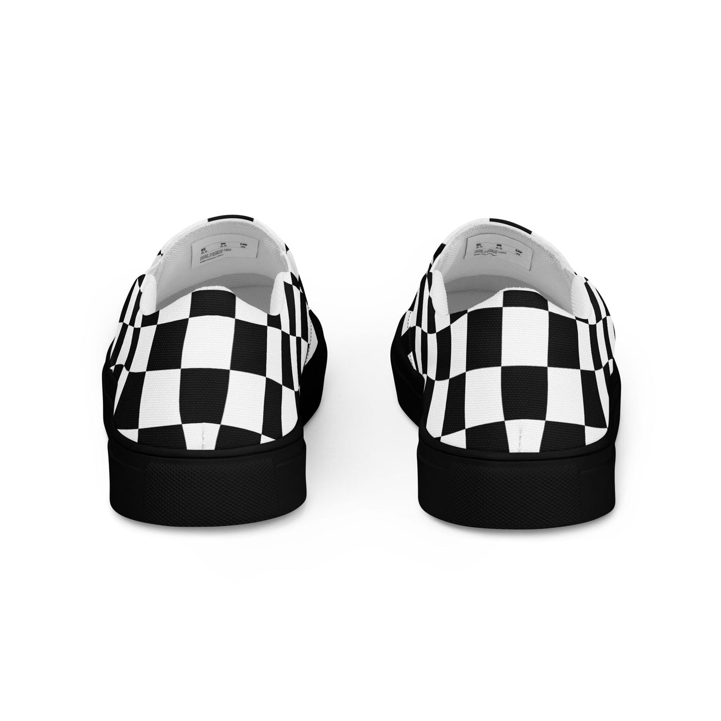 Womens black checkered sneakers Womens slip-on canvas shoes