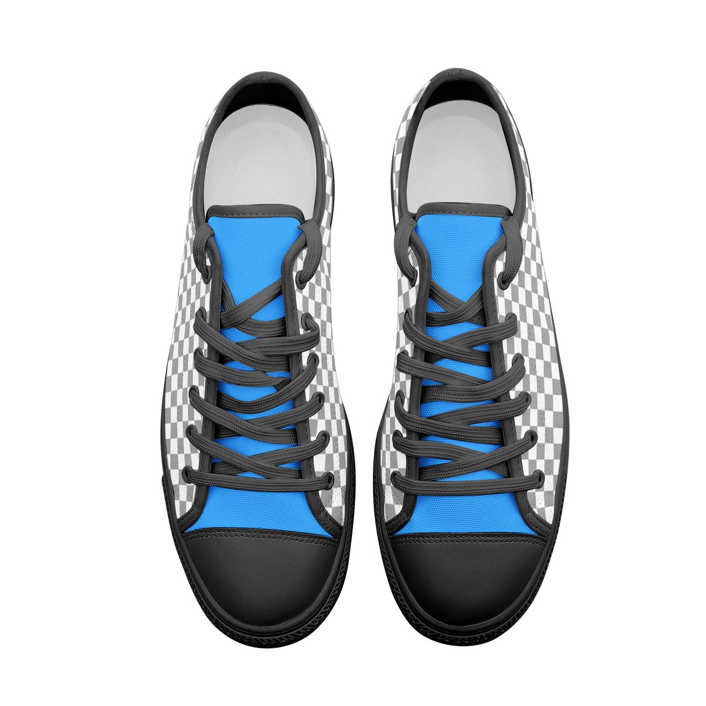 Gray Checkered Canvas Sneakers: Unisex Low Top Shoes