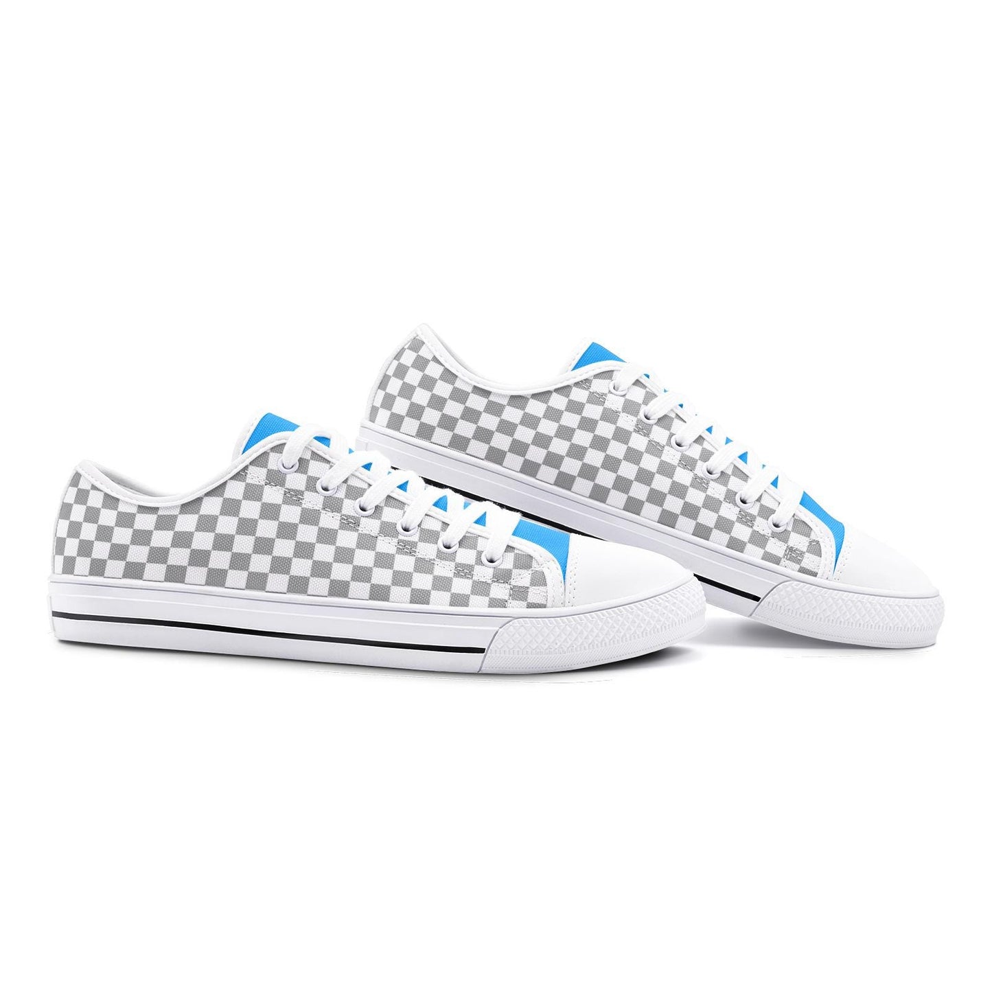 Gray Checkered Canvas Sneakers: Unisex Low Top Shoes