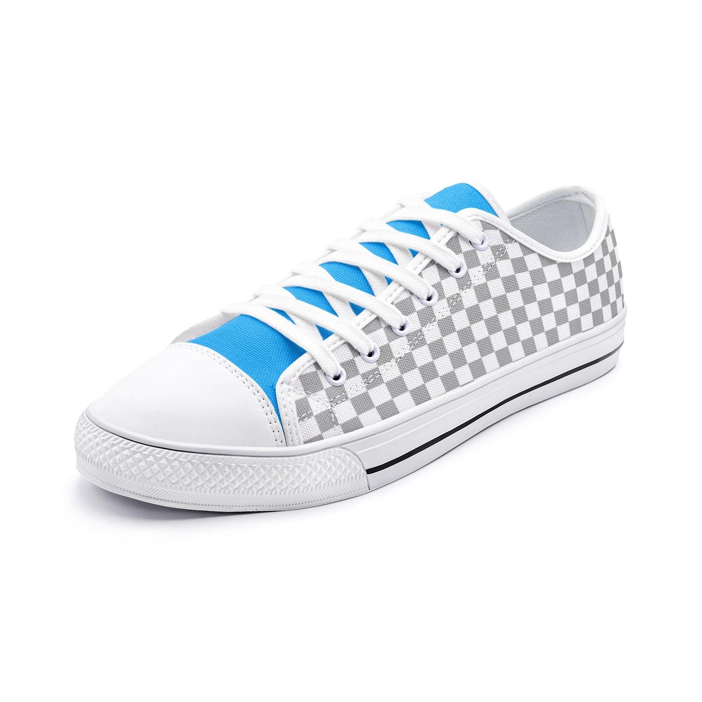Gray Checkered Canvas Sneakers: Unisex Low Top Shoes