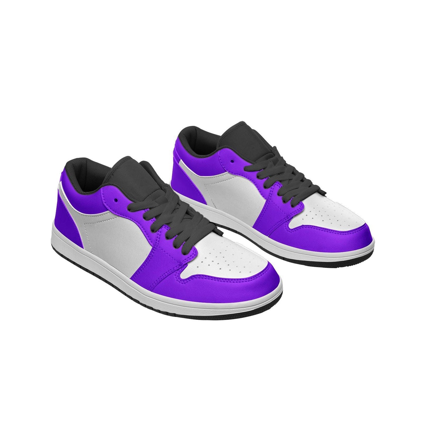 Purple Leather Low Top Sneakers: Unisex Basketball Shoes