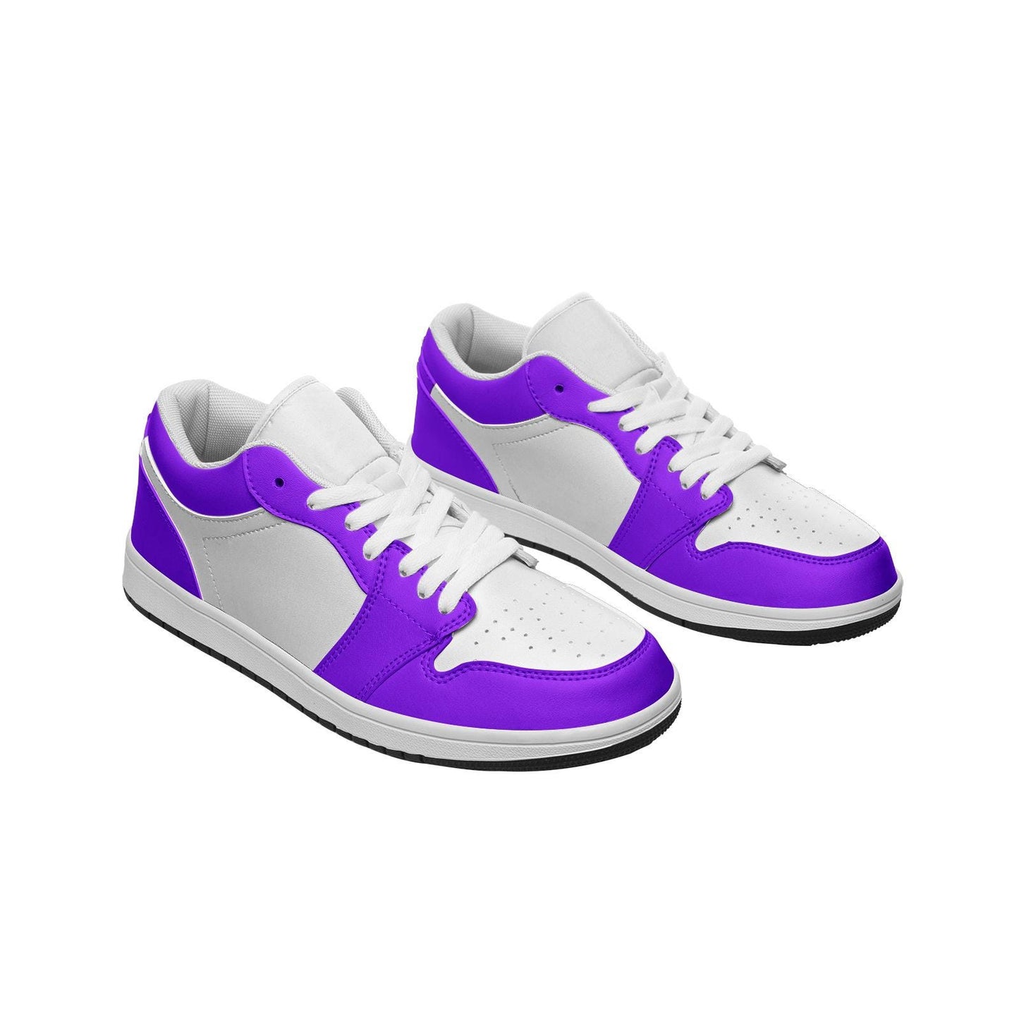 Purple Leather Low Top Sneakers: Unisex Basketball Shoes