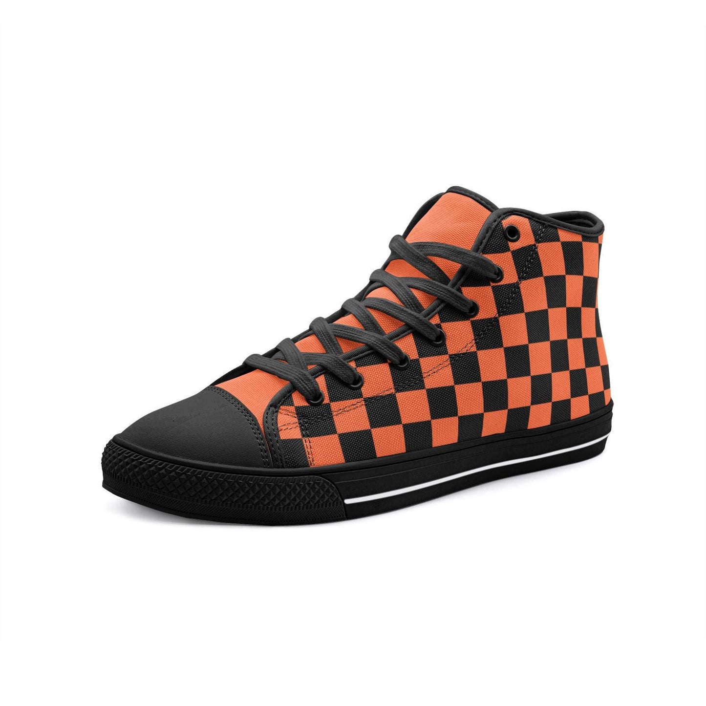 Orange Canvas High Top Sneakers: Unisex Lace-Up Shoes