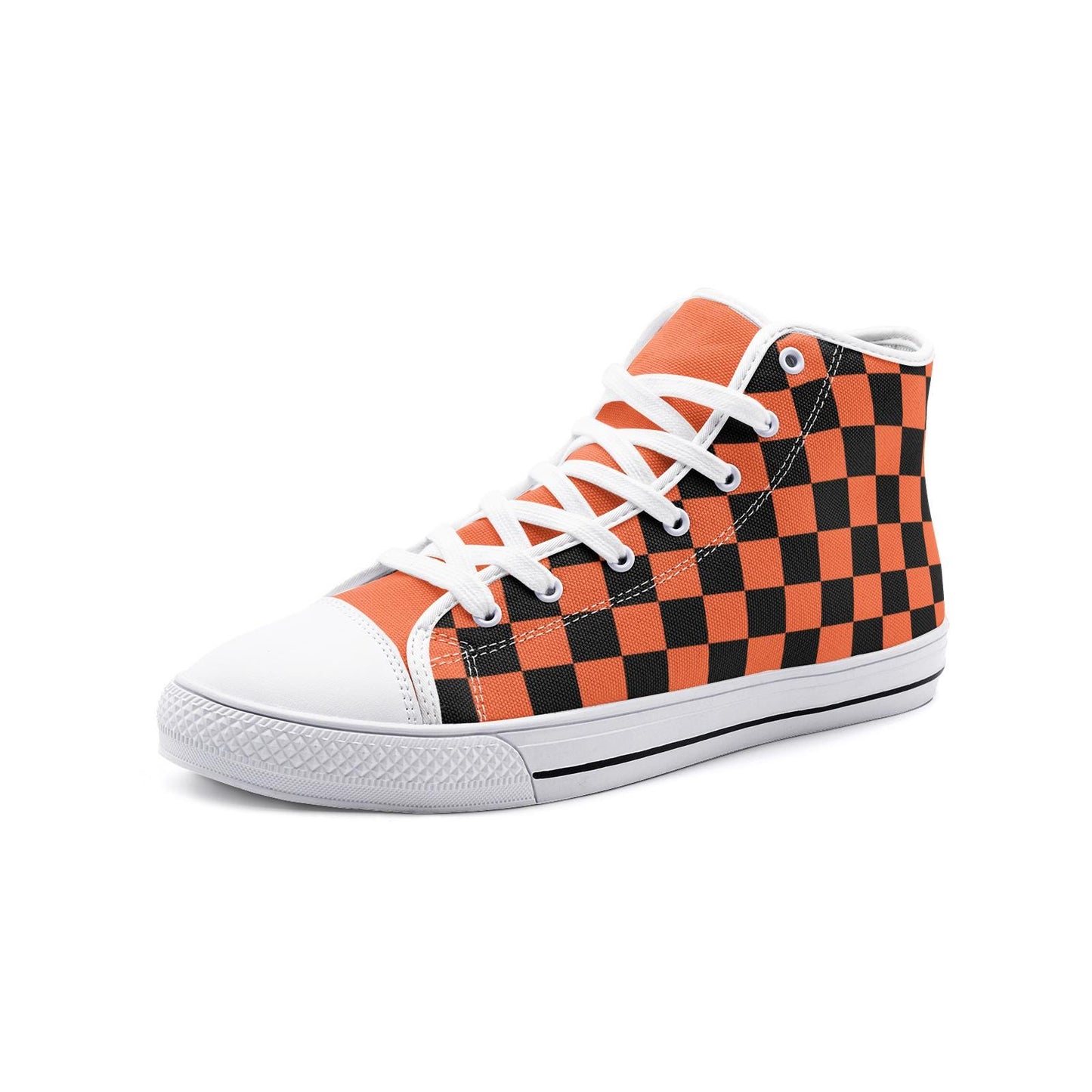 Orange Canvas High Top Sneakers: Unisex Lace-Up Shoes